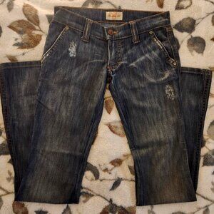 Frankie B Limited Edition Jeans - Embroidered Butterfly Pockets & Boot Cut Leg